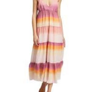 Wayf Pink and Orange Striped Maxi Dress